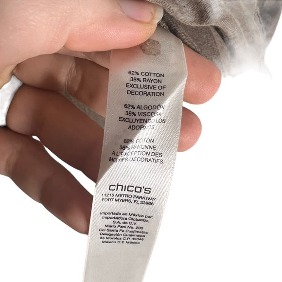 Chicos Brown Long Sleeve Sequin Tie Front Top 3 XL - Picture 5 of 8